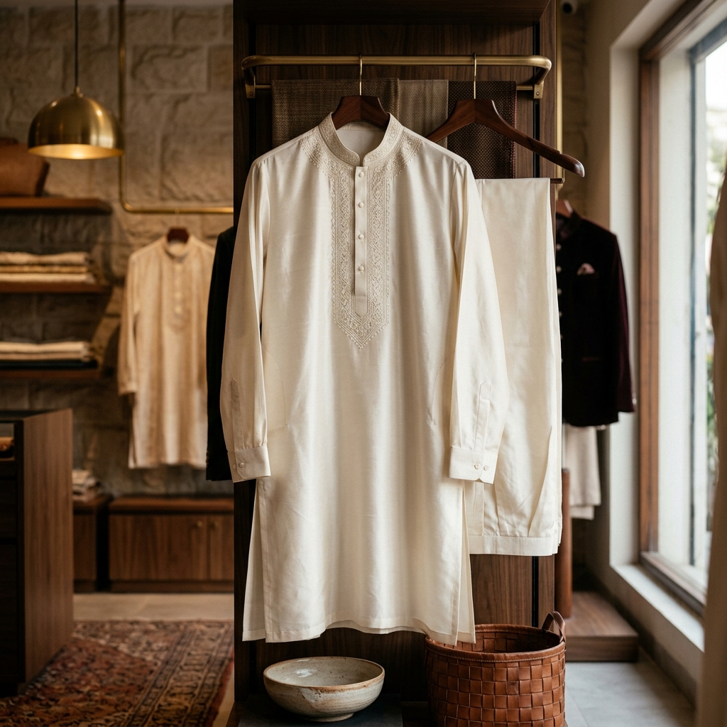 Custom tailored Kurta Pajama set for festive occasions in Kolkata - Tanbir Style Zone