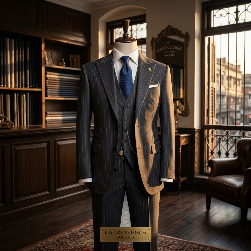 Premium three-piece bespoke suit for weddings in Kolkata - Tanbir Style Zone